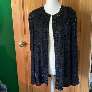 Elegant Black Beaded Cardigan